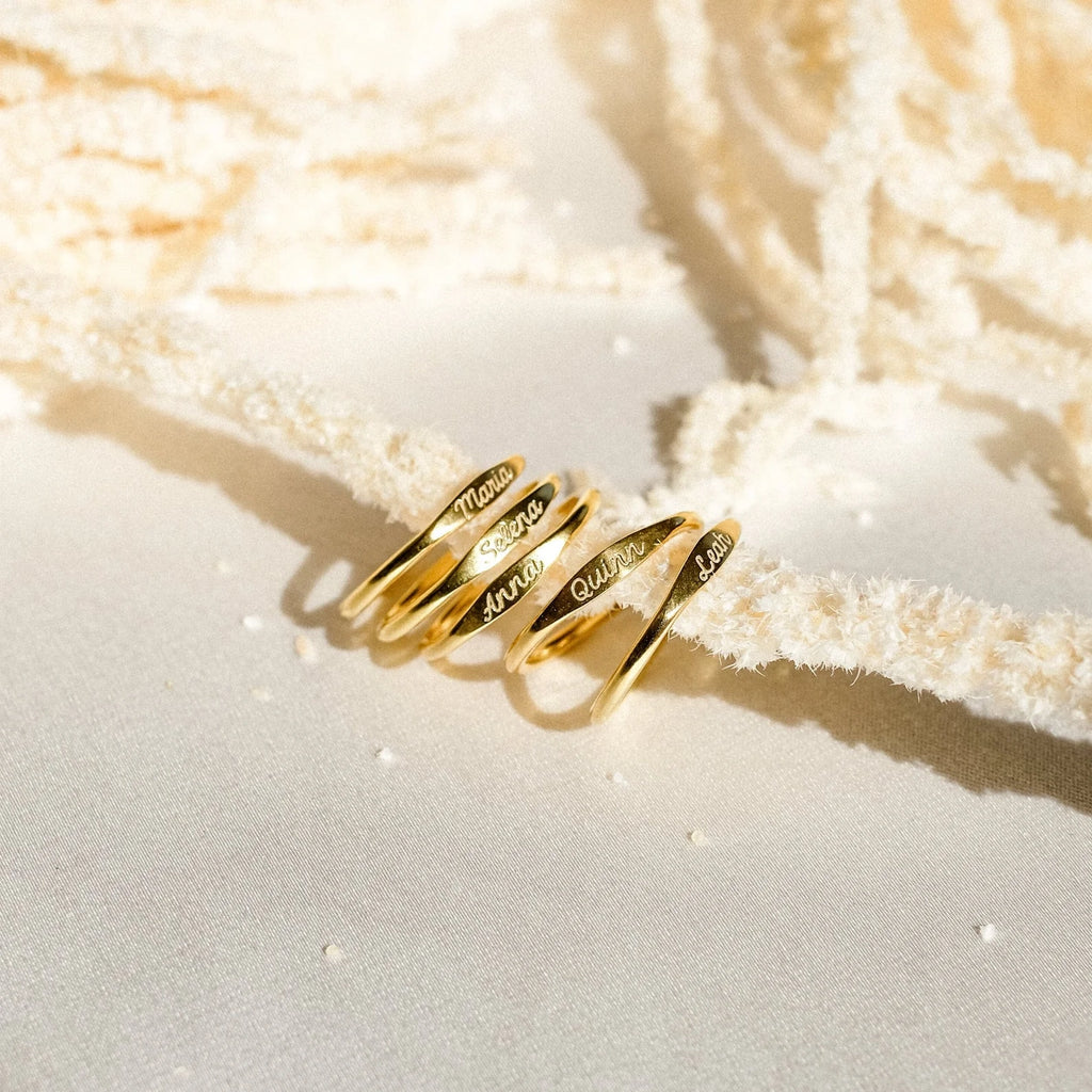 Ann Skinny Name Ring Silver 18K Gold Plated