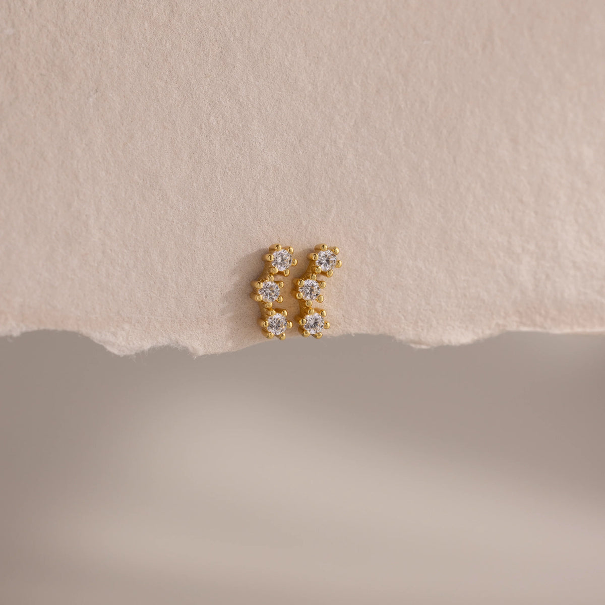 Diamond Cluster Flatback Studs Silver 18K Gold Plated