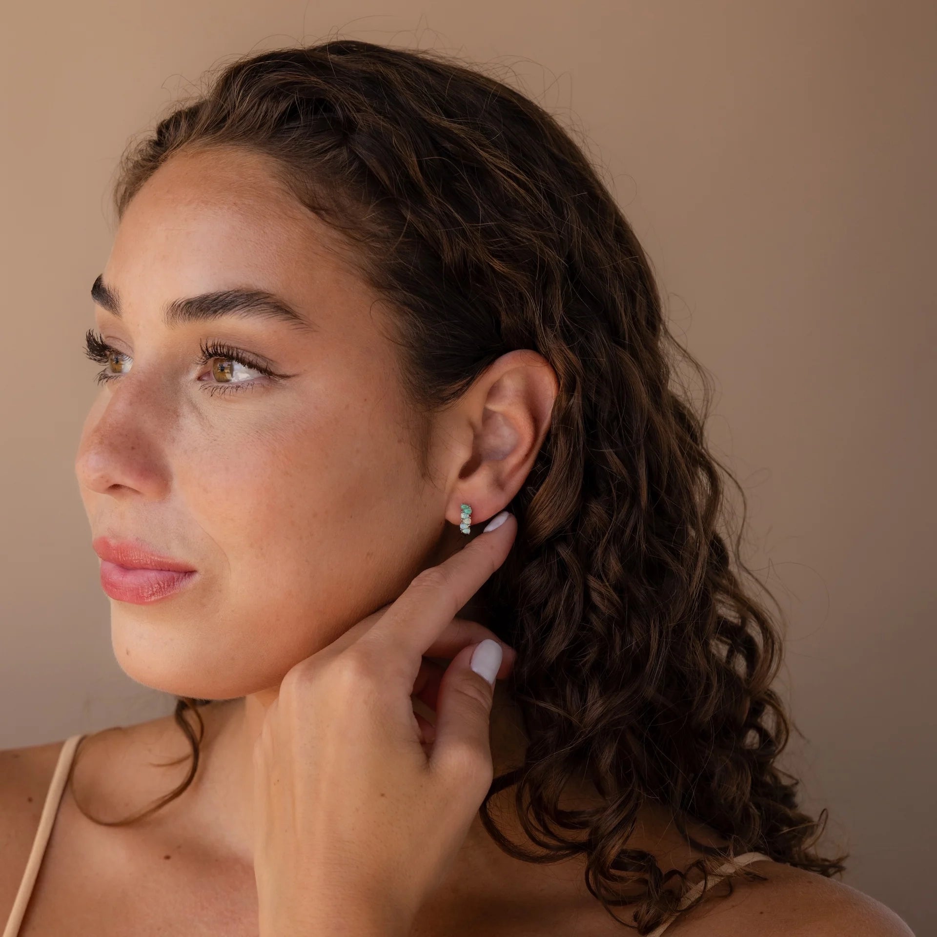 Ombre Opal Huggies Silver 18K Gold Plated