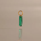 Skinny Baguette Emerald Charm Silver 18K Gold Plated