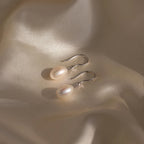 Diamond Pearl Threader Earrings Silver 18K Gold Plated