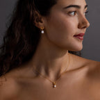 Baroque Pearl Knot Necklace & Earrings Set Silver 18K Gold Plated