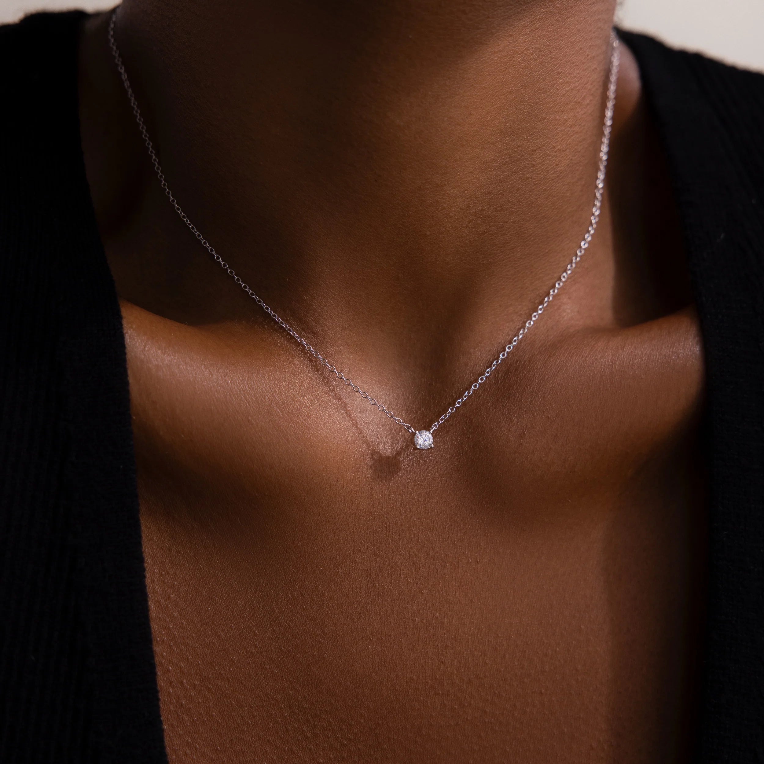 Dainty Diamond Necklace Silver 18K Gold Plated