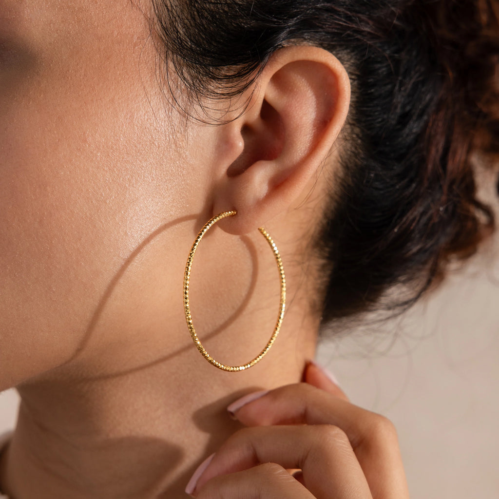 Thin Sparkle Hoops Silver 18K Gold Plated