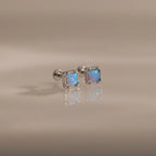 Blue Opal Prism Flatback Studs Silver 18K Gold Plated