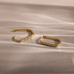 Dainty Pave Link Earrings  Silver 18K Gold Plated