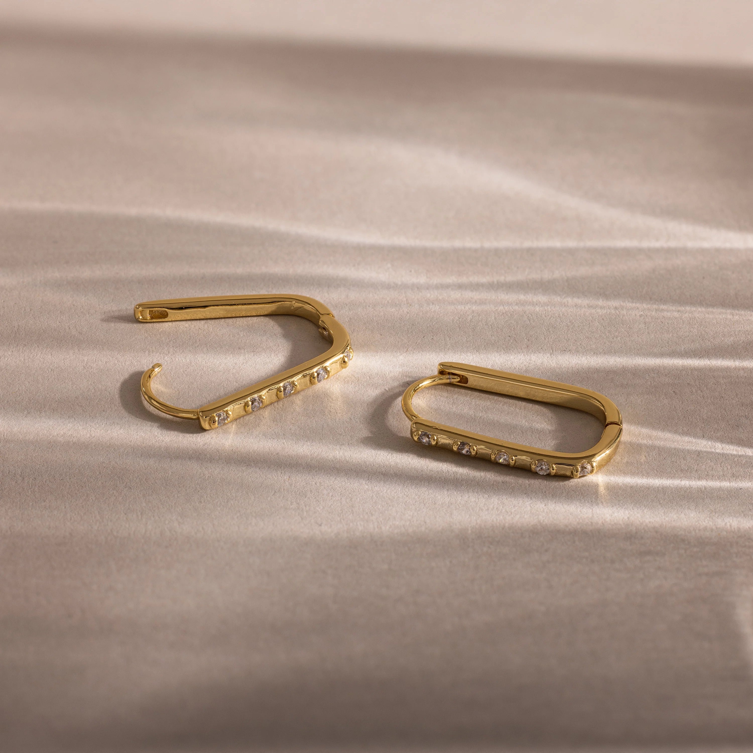 Dainty Pave Link Earrings  Silver 18K Gold Plated