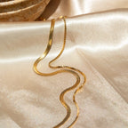 Herringbone Duo Chain Necklace  Silver 18K Gold Plated