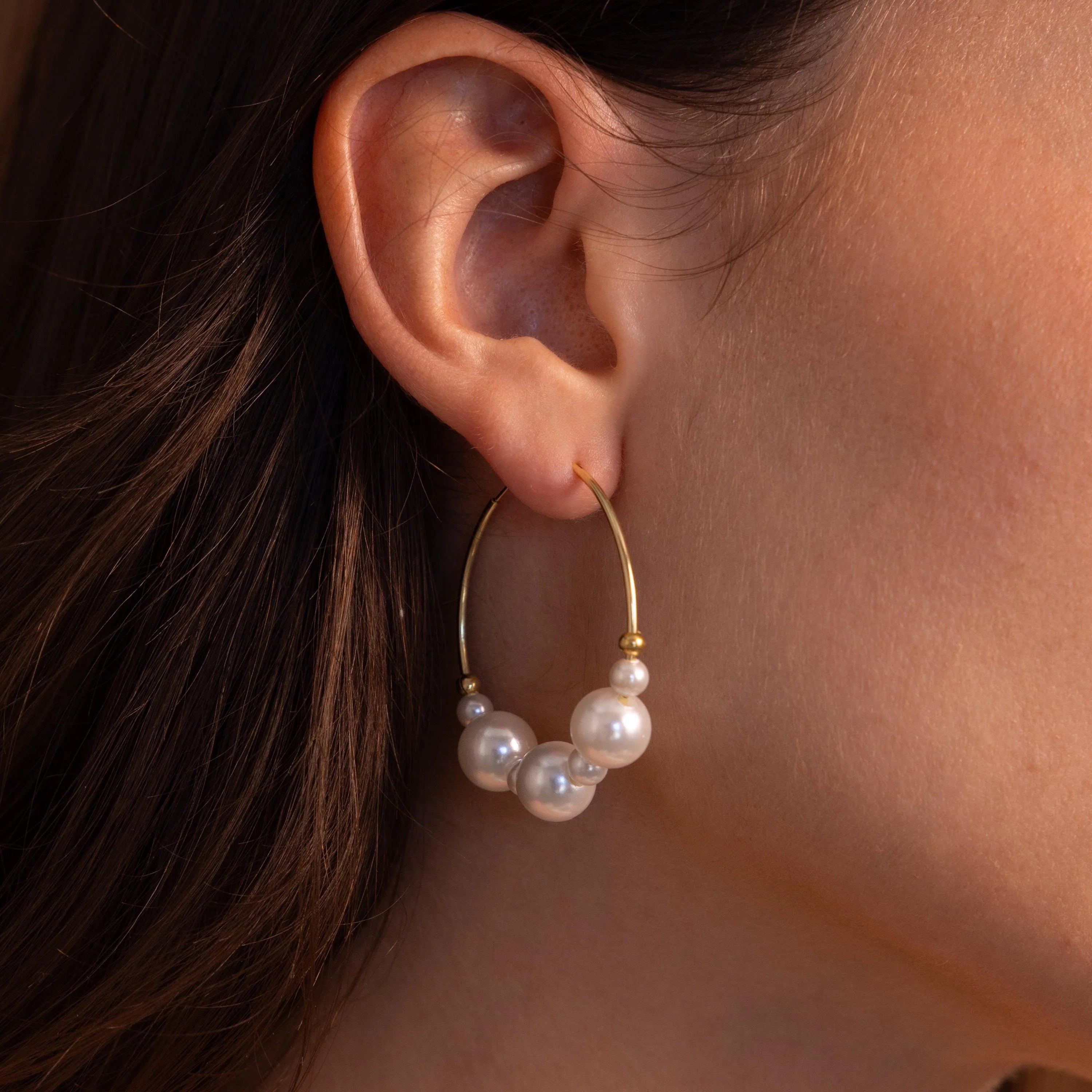Statement Pearl Hoops  Silver 18K Gold Plated