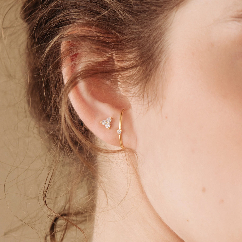 Diamonds Arc Studs Silver 18K Gold Plated