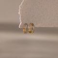 Half Pave Huggies Silver 18K Gold Plated