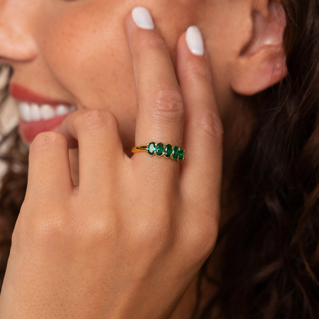 Oval Birthstone Ring Silver 18K Gold Plated