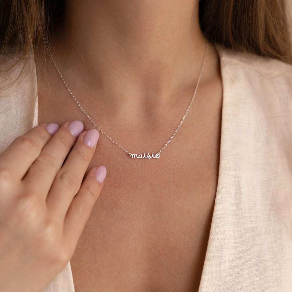Tiny Dream Name Necklace Silver 18K Gold Plated