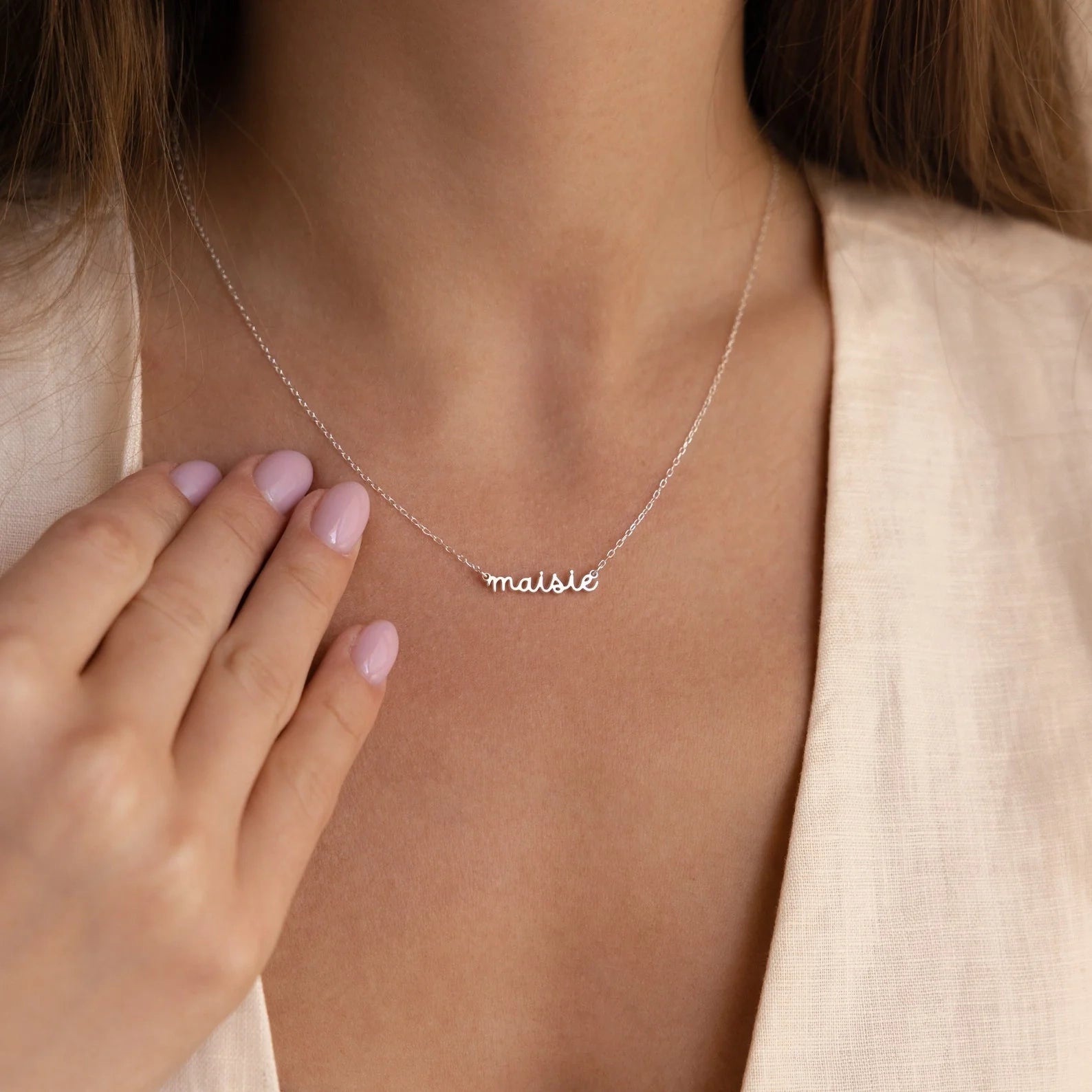 Tiny Dream Name Necklace Silver 18K Gold Plated