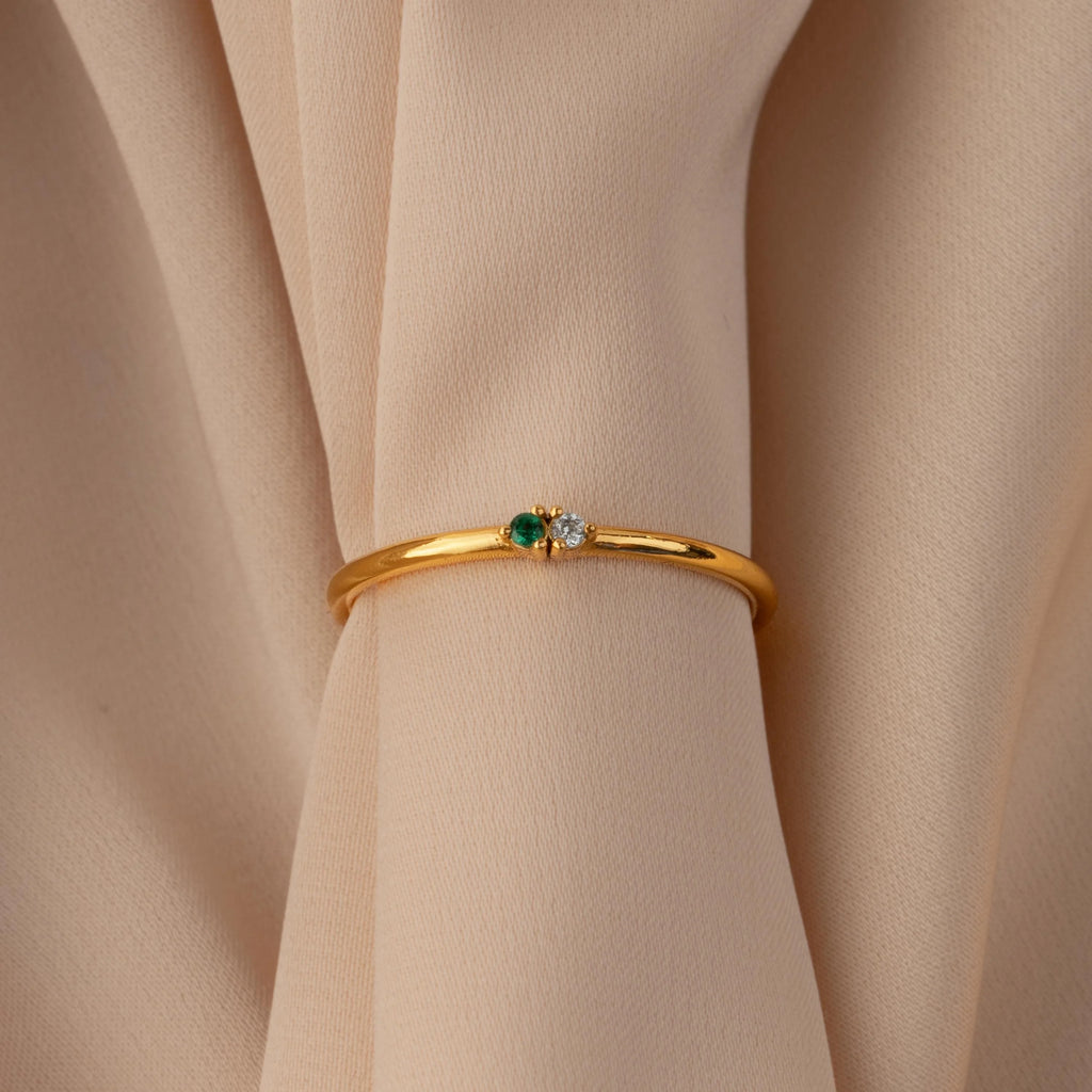 Mini Toi et Moi Birthstone Ring Silver 18K Gold Plated
