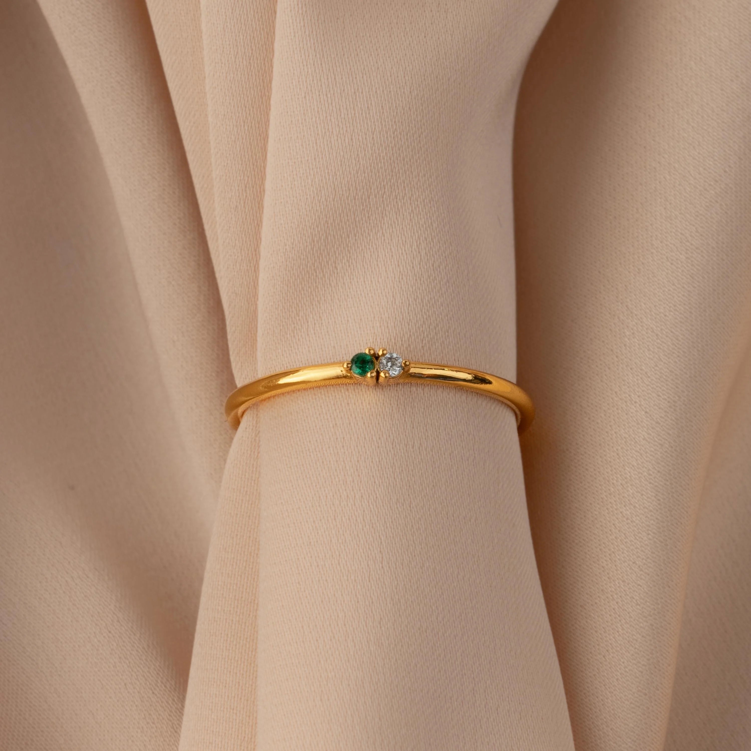 Mini Toi et Moi Birthstone Ring Silver 18K Gold Plated
