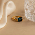 London Blue Signet Ring Silver 18K Gold Plated
