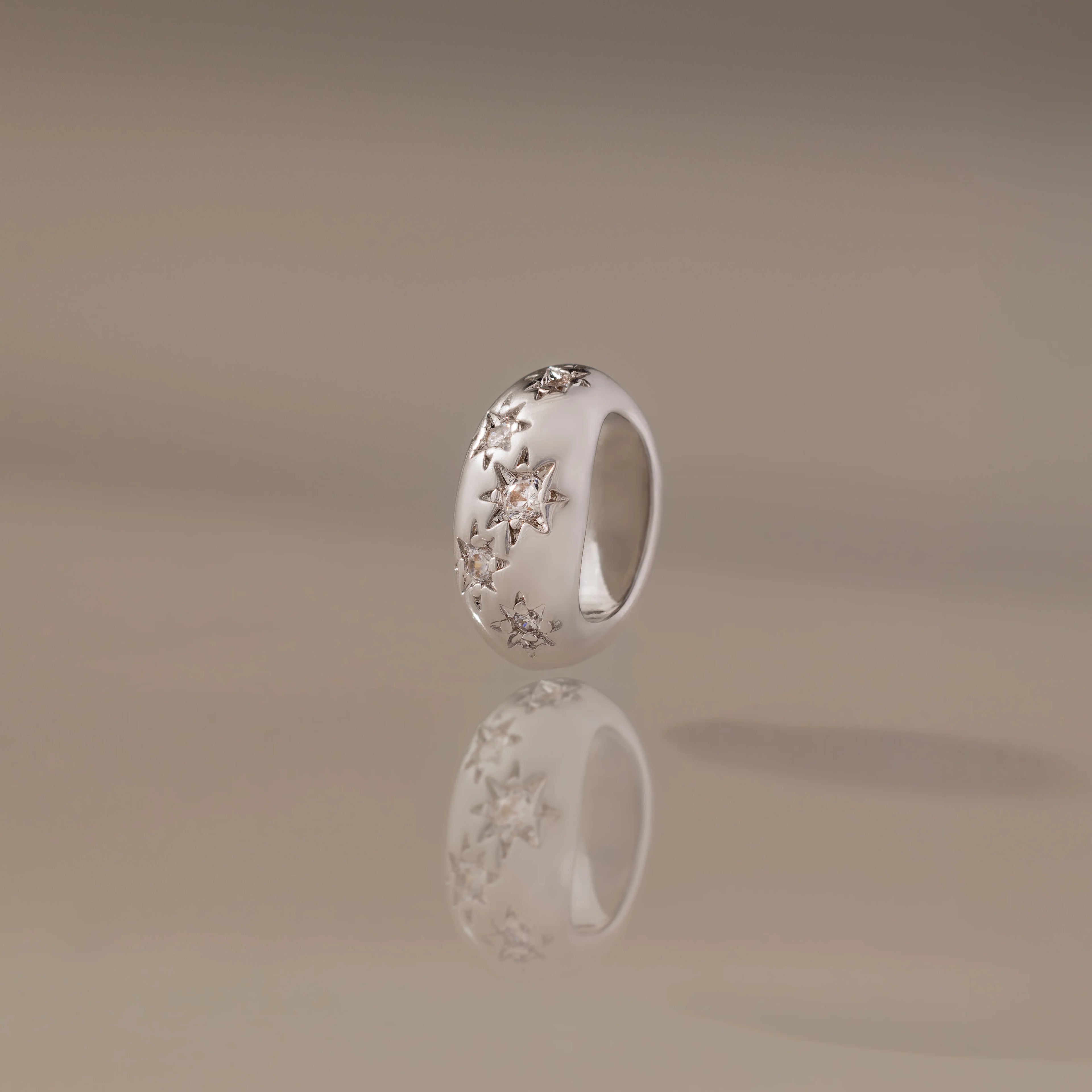 Sprinkle Diamond Dome Spacer Charm Silver 18K Gold Plated