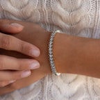 Diamond S-Link Tennis Bracelet Silver 18K Gold Plated
