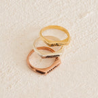 Thin Birth Flower Signet Ring Silver 18K Gold Plated
