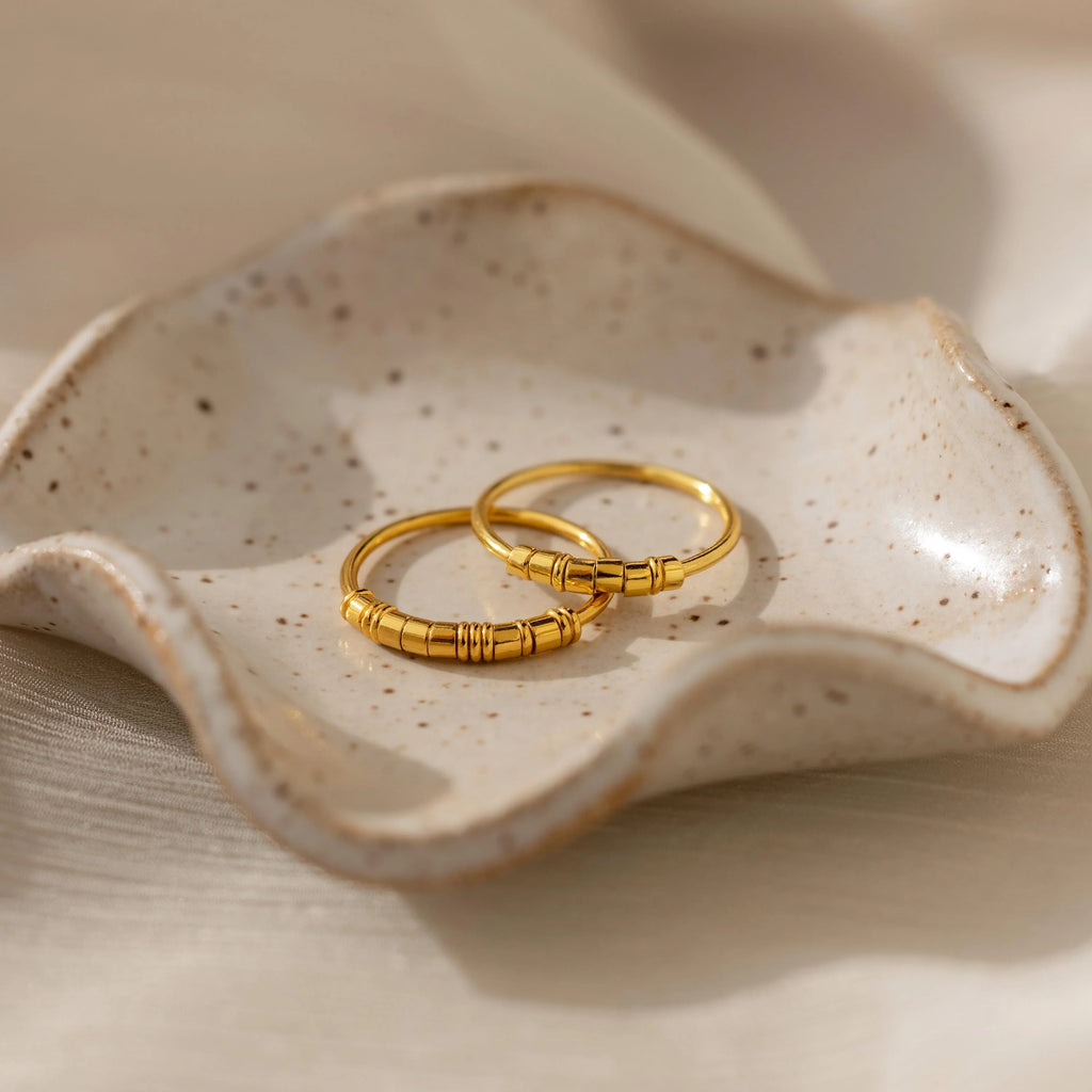 Dainty Beads Code Ring Silver 18K Gold Plated