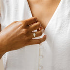 Pave Signet Ring Silver 18K Gold Plated