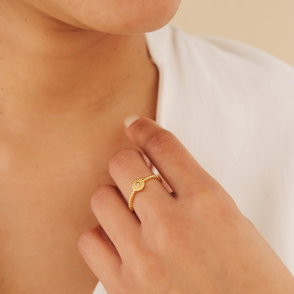 Eden Sun Ring Silver 18K Gold Plated