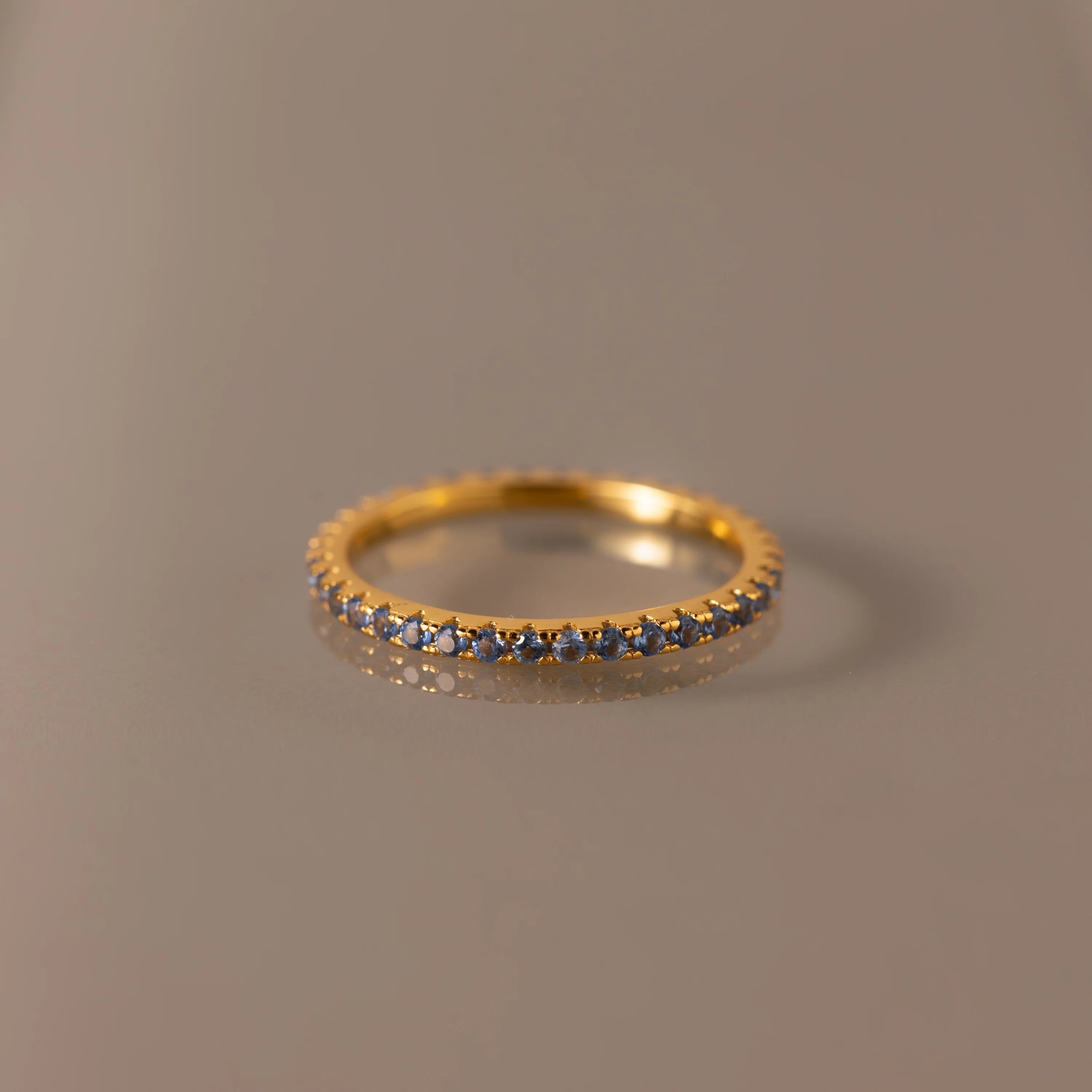 Blue Zircon Eternity band Ring Silver 18K Gold Plated