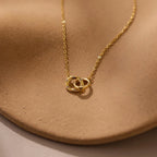 Diamond Interlocking Circle Necklace Silver 18K Gold Plated