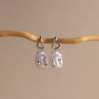 Celestial Baroque Pearl Charm Hoops Silver 18K Gold Plated