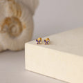 Butterfly Amethyst Flatback Studs Silver 18K Gold Plated