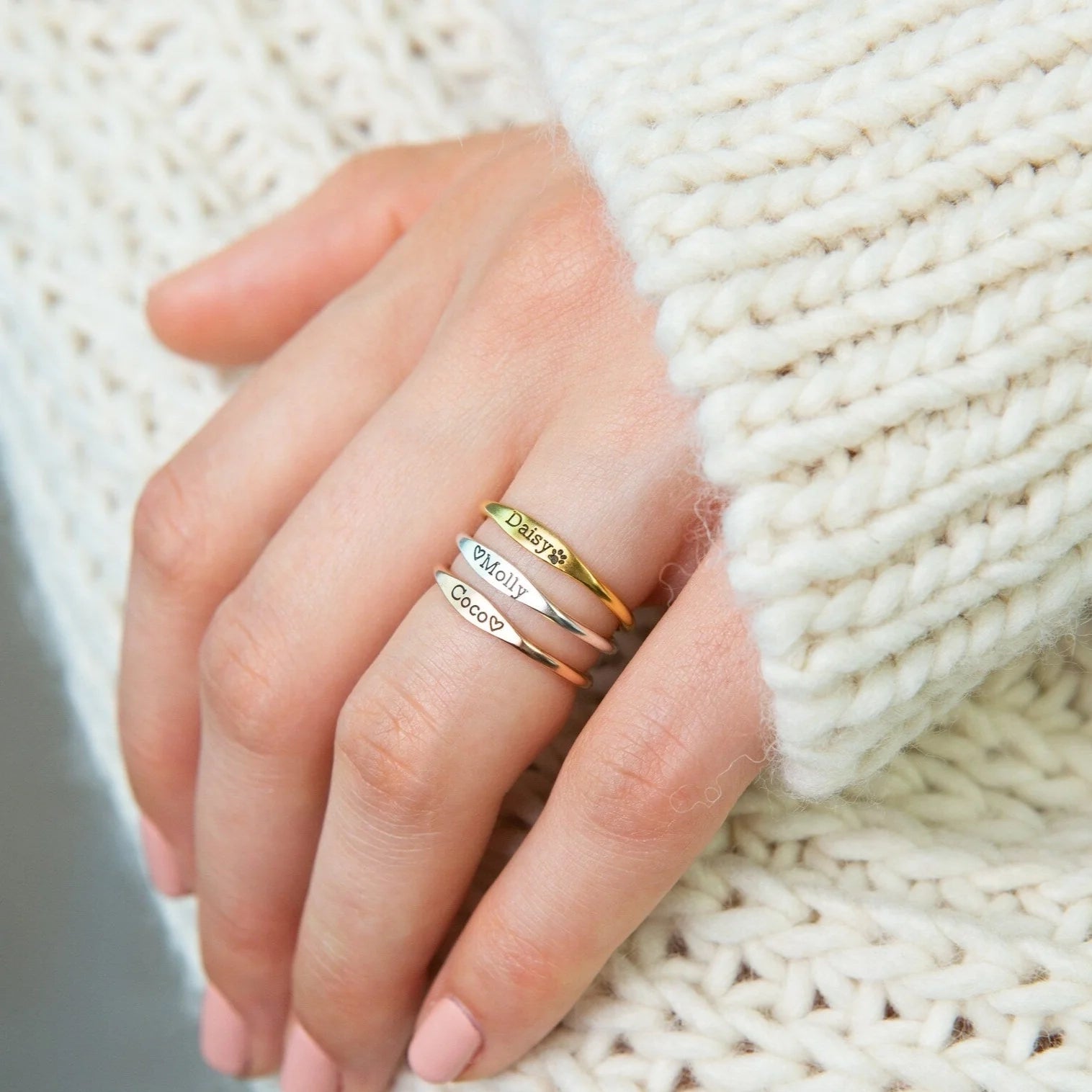 Arthur Skinny Name Ring Silver 18K Gold Plated