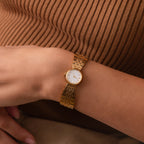 Brick Link Timepiece Silver 18K Gold Plated