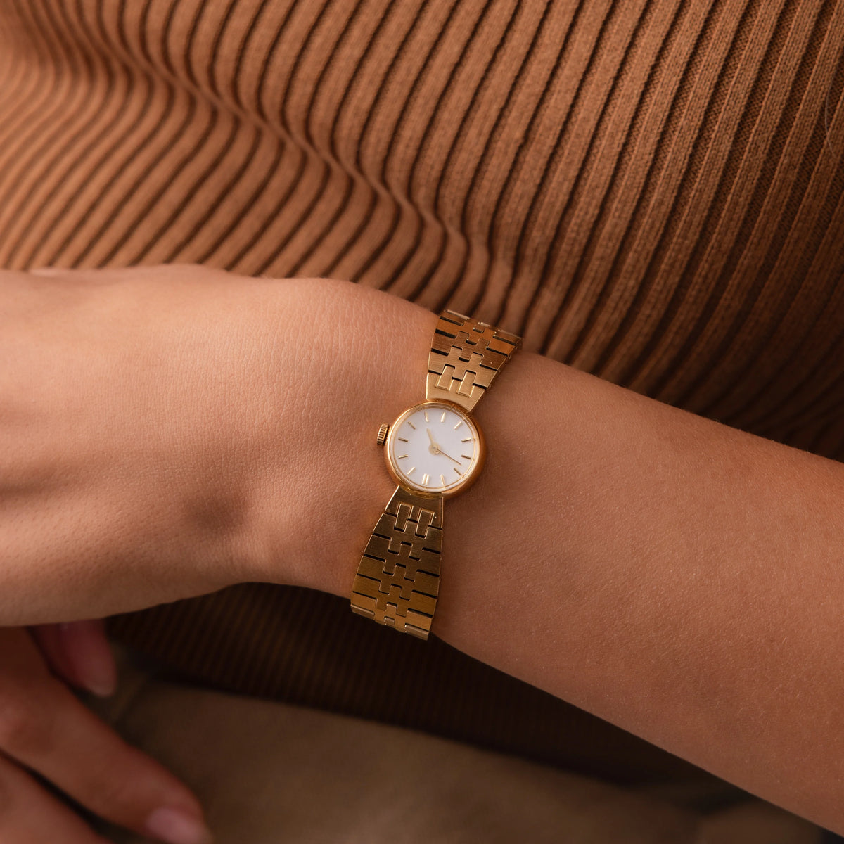 Brick Link Timepiece Silver 18K Gold Plated