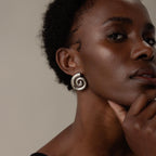 Bold Spiral Stud Earrings Silver 18K Gold Plated