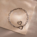 Heart Charm Paperclip Bracelet Silver 18K Gold Plated