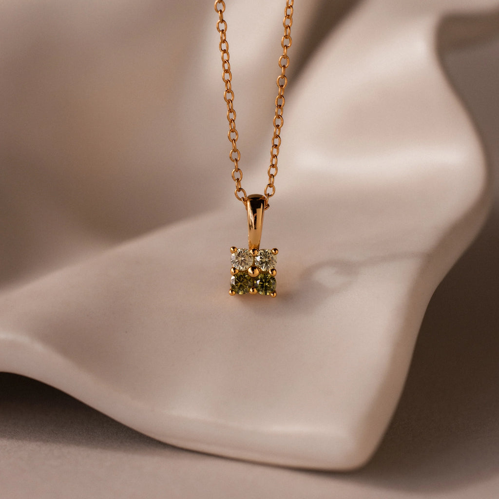 Ombre Birthstone Flower Necklace Silver 18K Gold Plated