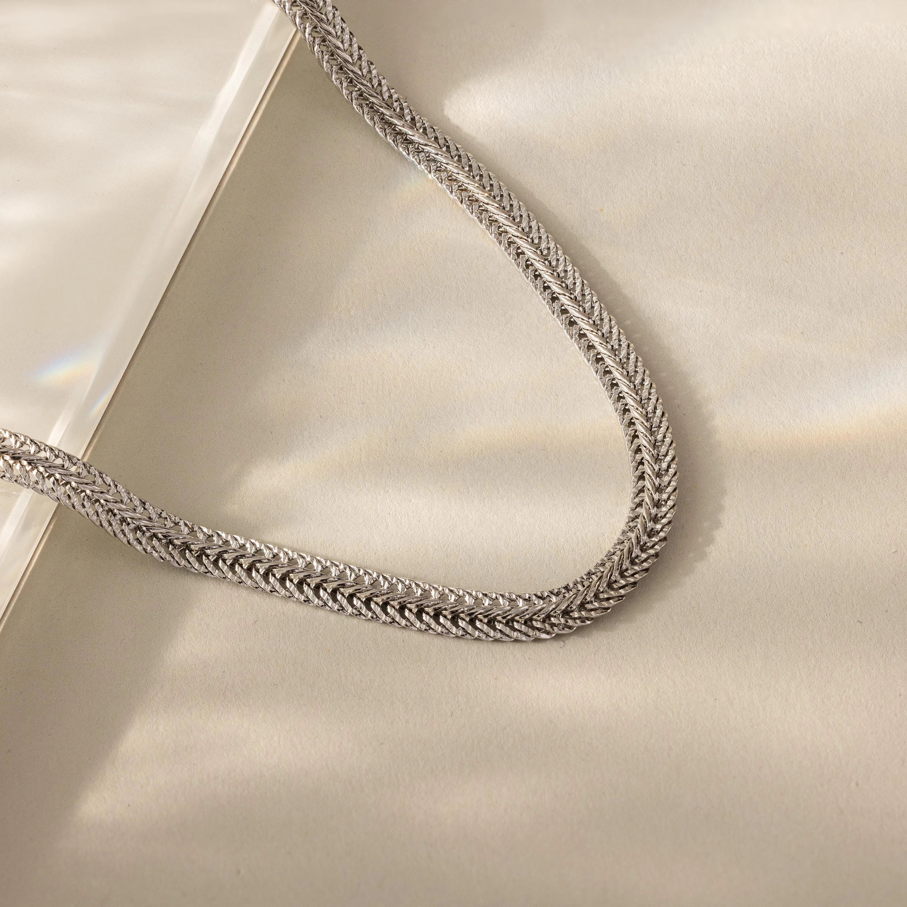 Thin Mesh Chain Necklace Silver 18K Gold Plated