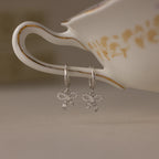 Diamond Pave Bow Charm Hoops Silver 18K Gold Plated