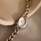 Diamond Link Timepiece in Mixed Metal Silver 18K Gold Plated