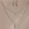 Opal Star Charm Necklace & Earrings Set Silver 18K Gold Plated