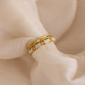 Pave Opal Ring Set Silver 18K Gold Plated