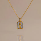 Birth Flower Charm Necklace Silver 18K Gold Plated
