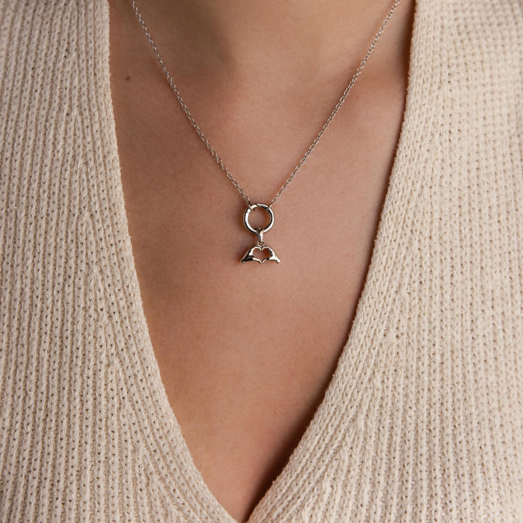 Heart Hand Charm Silver 18K Gold Plated