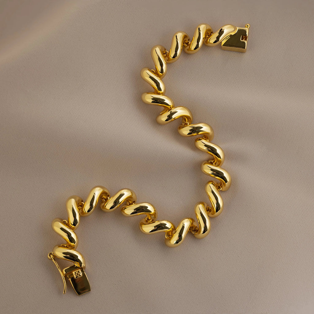 Twisted Chain Bracelet Silver 18K Gold Plated