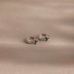Athena Emerald Huggies Silver 18K Gold Plated