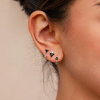 Diamond Black Art Deco Earrings Set Silver 18K Gold Plated