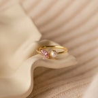 Marquise Birthstone Pearl Ring Silver 18K Gold Plated