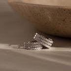 Diamond Pave Trio Hoops Silver 18K Gold Plated