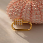 Opal Carabiner Clasp Silver 18K Gold Plated
